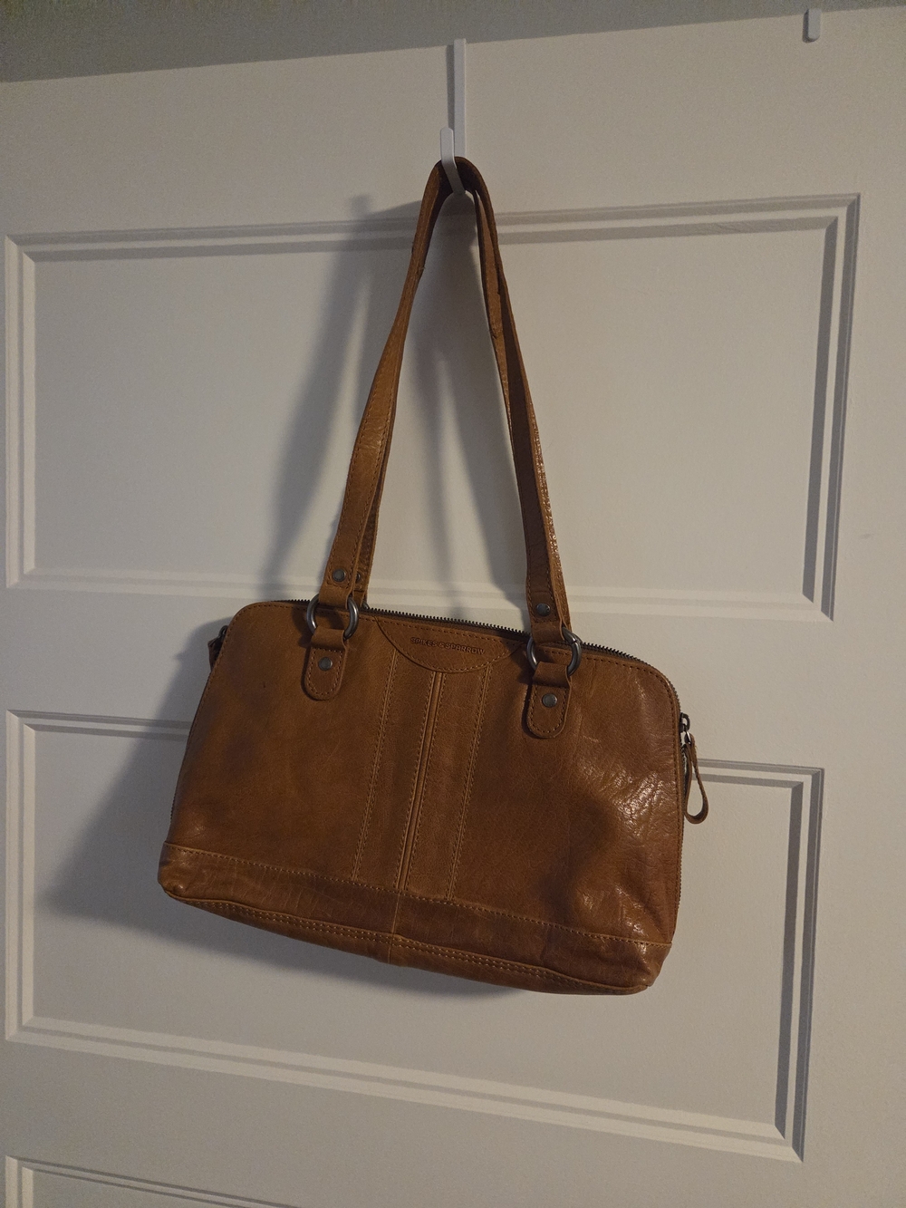 Women’s Cognac Leather Shoulder Bag with Dual Straps